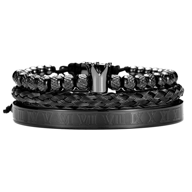 Luxury Roman Royal Crown Charm Bracelet Men Stainless Steel Geometry Pulseiras Men Adjustable Bracelets Couple Jewelry Gift