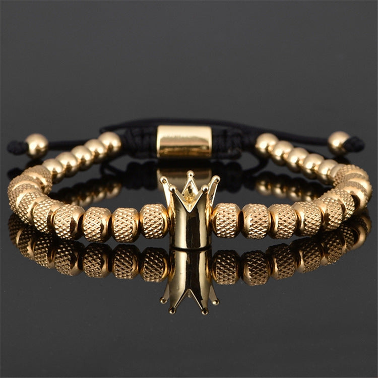 Luxury Roman Royal Crown Charm Bracelet Men Stainless Steel Geometry Pulseiras Men Adjustable Bracelets Couple Jewelry Gift