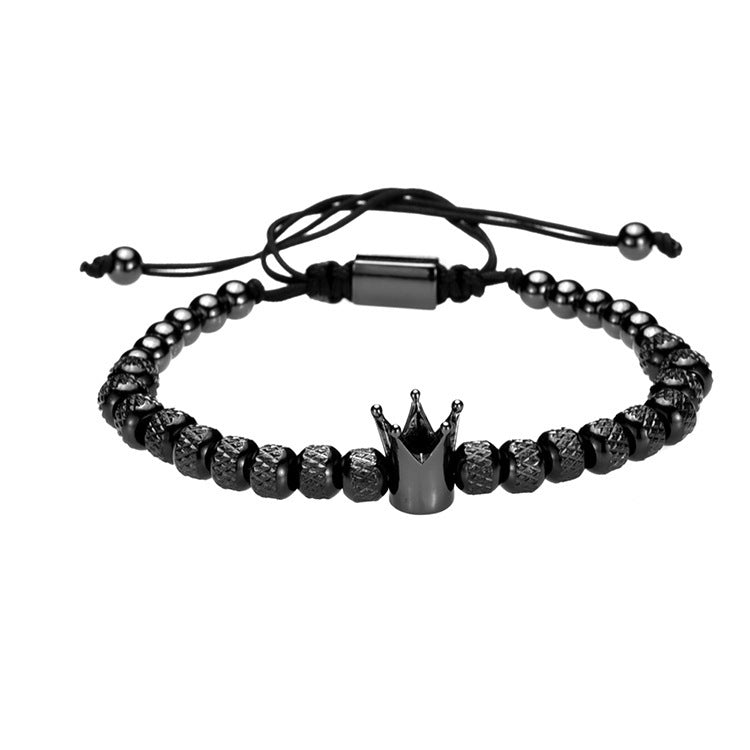 Luxury Roman Royal Crown Charm Bracelet Men Stainless Steel Geometry Pulseiras Men Adjustable Bracelets Couple Jewelry Gift
