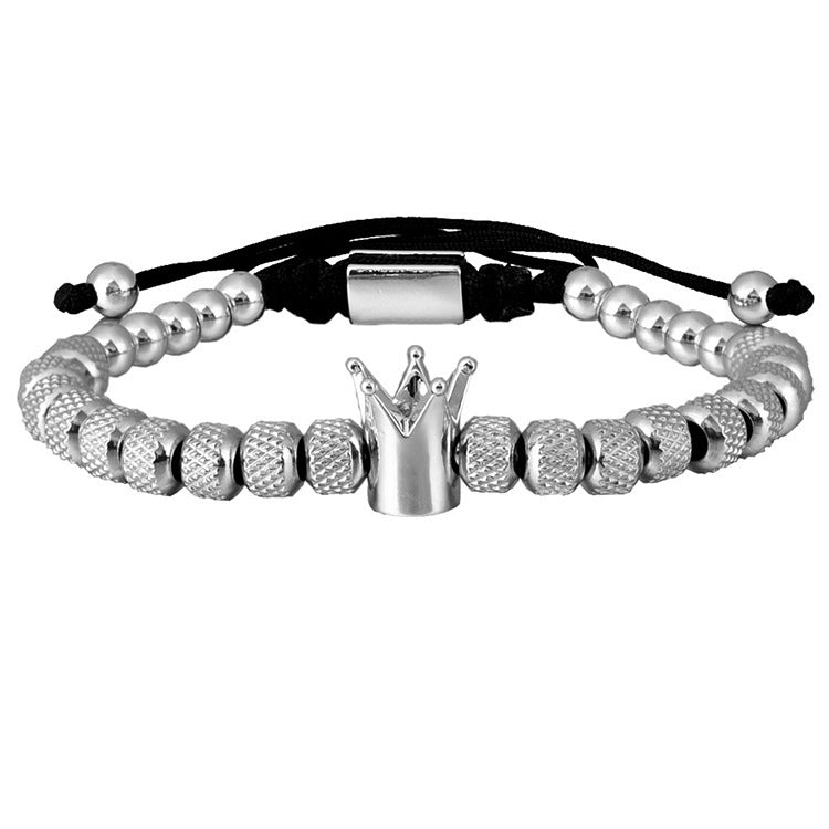 Luxury Roman Royal Crown Charm Bracelet Men Stainless Steel Geometry Pulseiras Men Adjustable Bracelets Couple Jewelry Gift